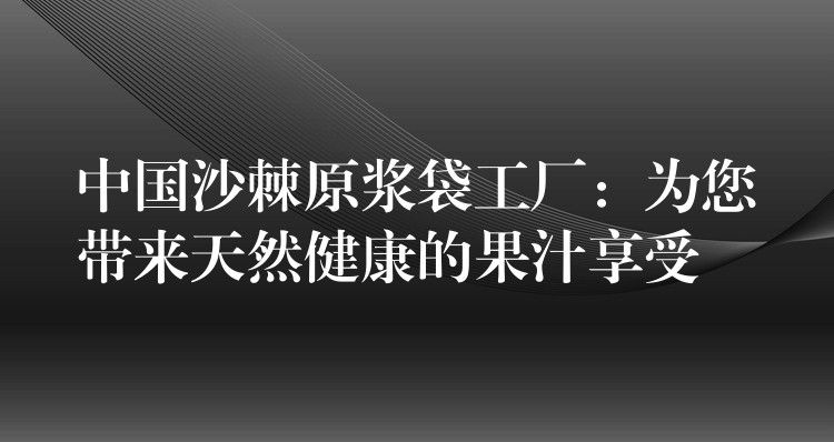 中國沙棘原漿袋工廠：為您帶來天然健康的果汁享受