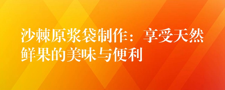 沙棘原漿袋制作：享受天然鮮果的美味與便利