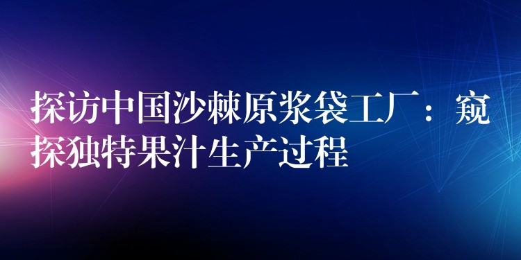 探訪中國沙棘原漿袋工廠:窺探獨特果汁生產過程 探訪中國沙棘原漿袋工廠:窺探獨特果汁生產過程