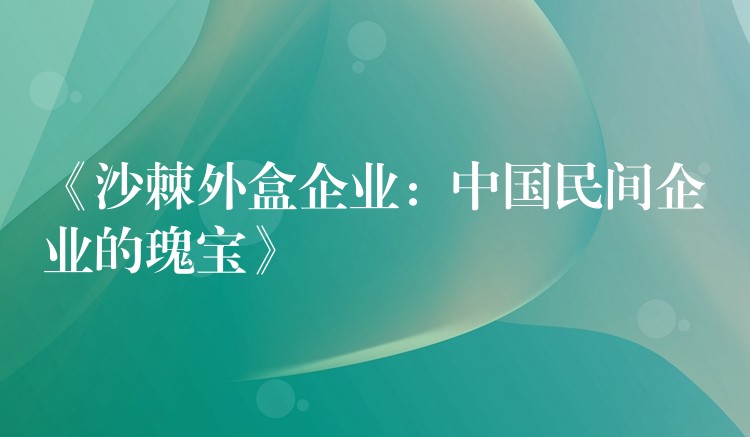《沙棘外盒企業：中國民間企業的瑰寶》