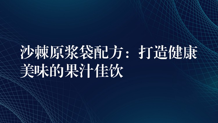 沙棘原漿袋配方：打造健康美味的果汁佳飲