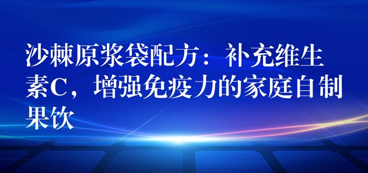 沙棘原漿袋配方：補充維生素C，增強免疫力的家庭自制果飲
