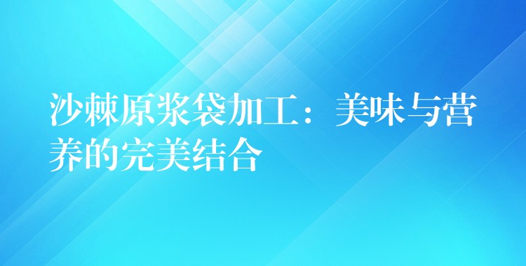 沙棘原漿袋加工：美味與營養的完美結合