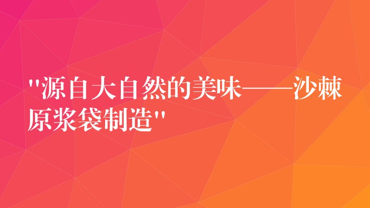 “源自大自然的美味——沙棘原漿袋制造”